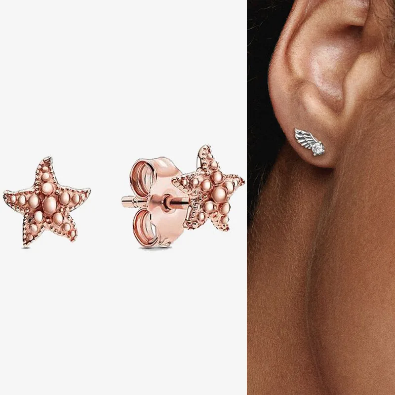 Authentic S925 Sterling Silver Rose Gold Inlaid Starfish Earrings Women's Fashion Silver Earrings Jewelry Gifts
Authentic S925 Sterling Silver Rose Gold Inlaid Starfish Earrings Women's Fashion Silver Earrings Jewelry Gifts