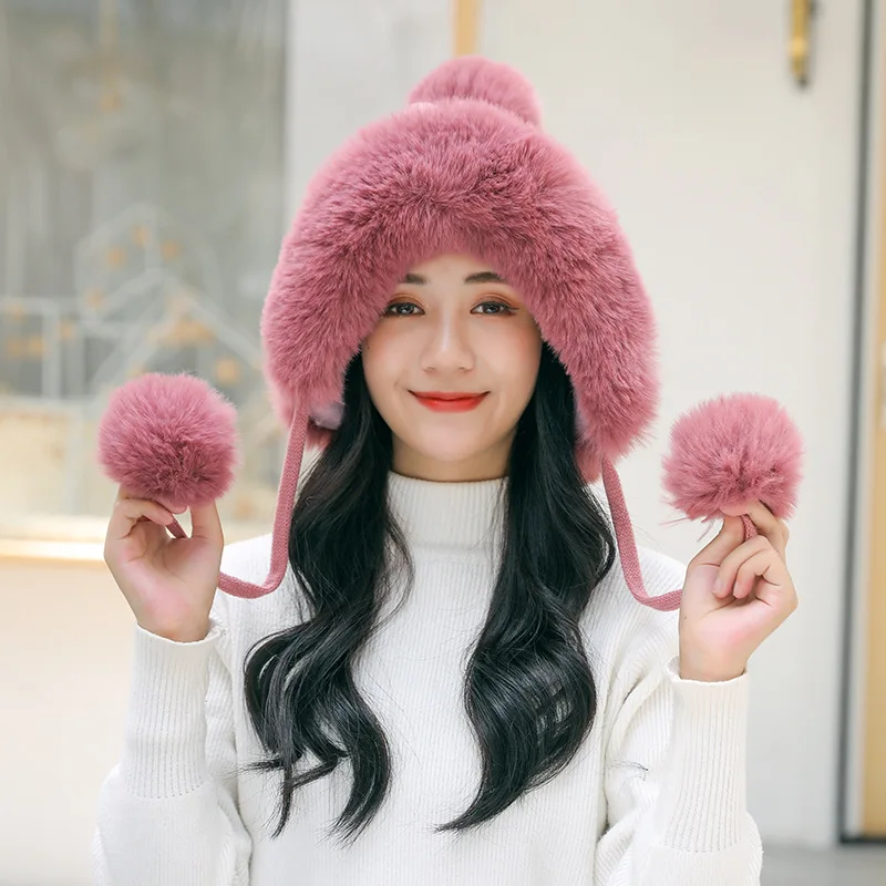 Hat female autumn and winter cute hanging ball Lei Feng hat Korean fashion wild plus velvet thick knitted wind and snow hat 
Hat female autumn and winter cute hanging ball Lei Feng hat Korean fashion wild plus velvet thick knitted wind and snow hat