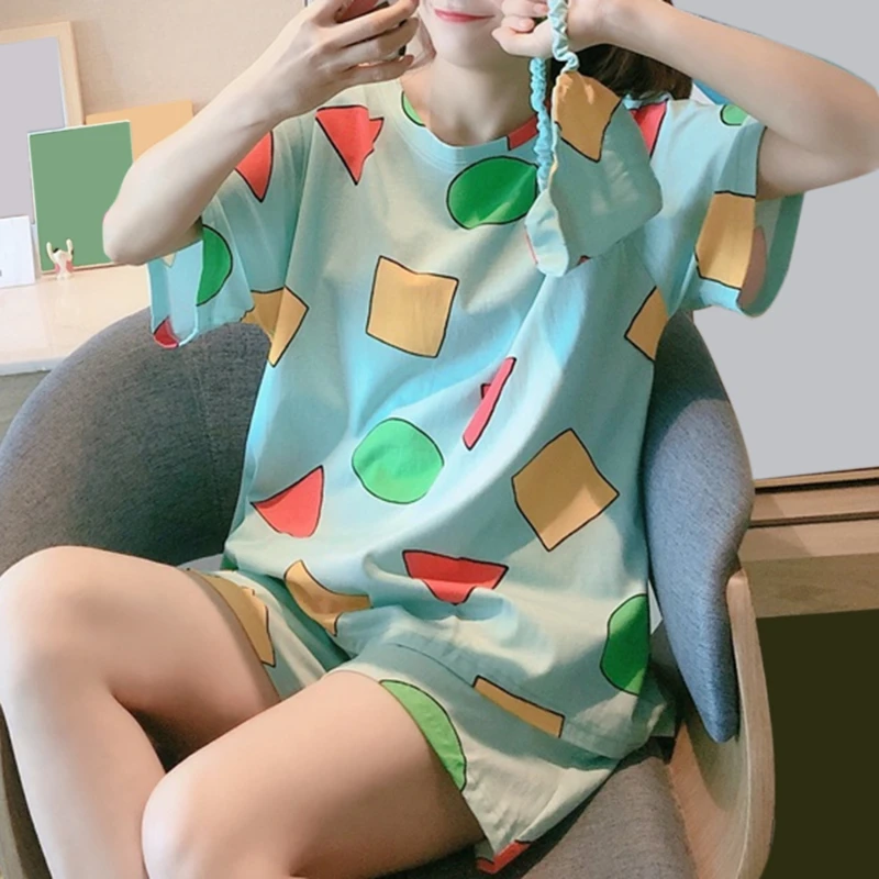 2021 New Summer 2 Piece Women Pajamas Set Short Sleeve Button Down Sleepwear Colorful Geometry Pattern Loose Home Loungewear
2021 New Summer 2 Piece Women Pajamas Set Short Sleeve Button Down Sleepwear Colorful Geometry Pattern Loose Home Loungewear