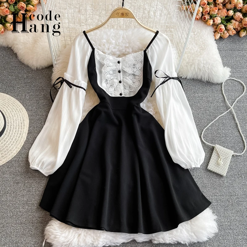 HangCode осеннее платье 2021 Новое Ретро Лолита Белое и черное кружевное лоскутное цельное короткое платье трапециевидной формы для вечевечерни...
HangCode осеннее платье 2021 Новое Ретро Лолита Белое и черное кружевное лоскутное цельное короткое платье трапециевидной формы для вечевечерни...