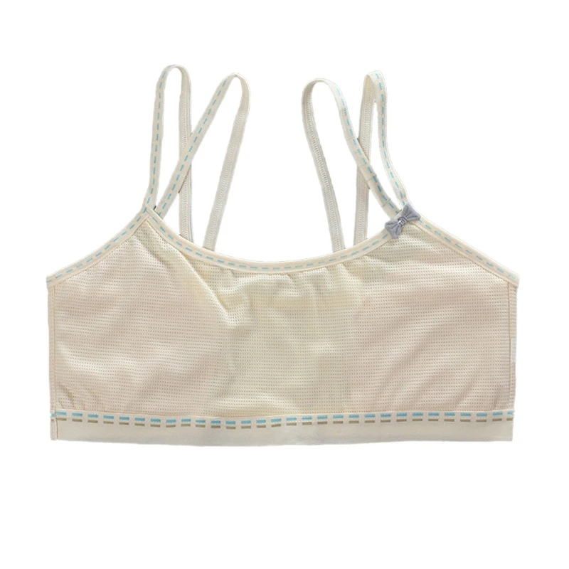 Puberty Young Girls Breathable Mesh Training Bra Double Layer Strappy Cotton Cami Crop Top Sweet Bow Solid Color Wirefree 
Puberty Young Girls Breathable Mesh Training Bra Double Layer Strappy Cotton Cami Crop Top Sweet Bow Solid Color Wirefree