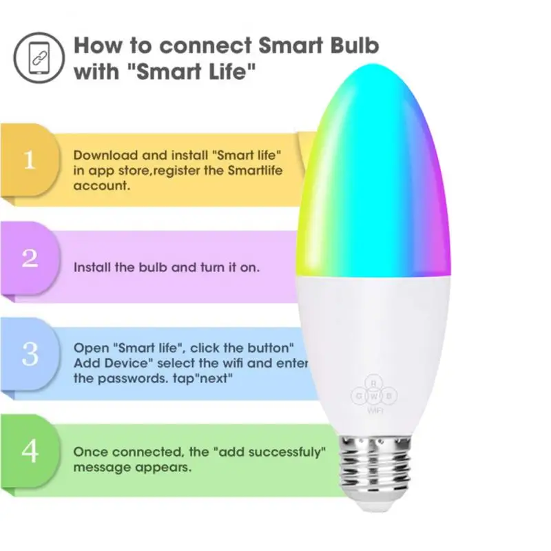 2pcs Smart WiFi Light Bulb 6W E27 B22 RGB Magic Light Bulb Lamp Wake-Up Lights Compatible With Alexa And Google Assistant Home
2pcs Smart WiFi Light Bulb 6W E27 B22 RGB Magic Light Bulb Lamp Wake-Up Lights Compatible With Alexa And Google Assistant Home