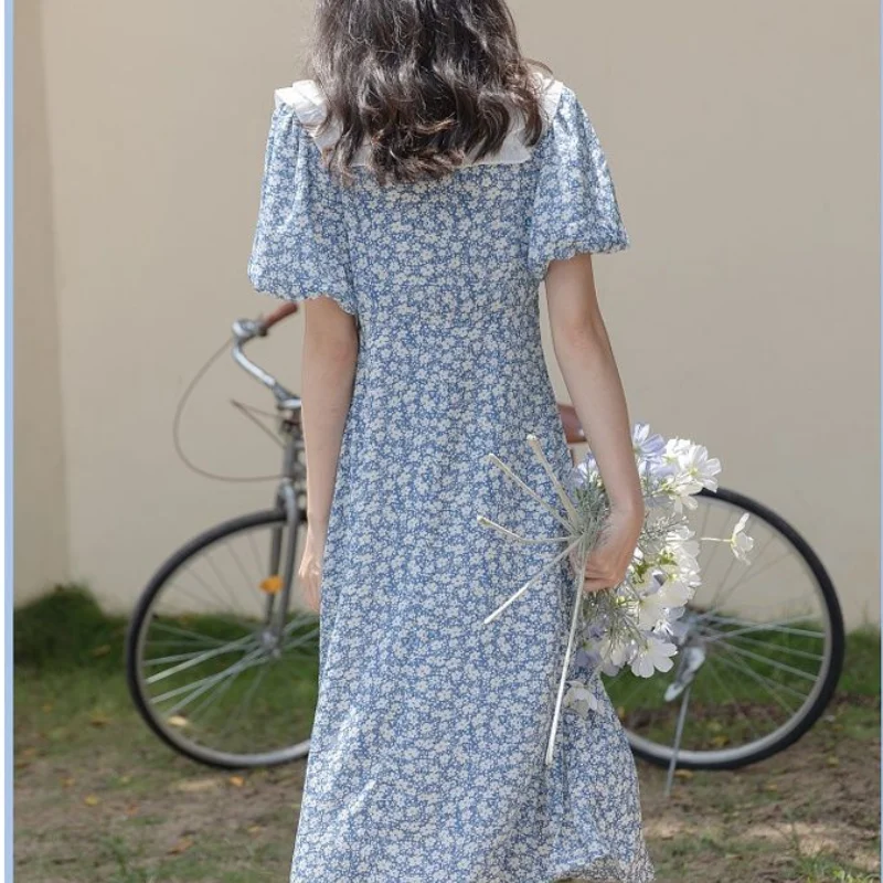 2021 Summer Sweet Elegant Dress Women Holiday Outing High Waist Blue Floral Casual Dress Female Puff Sleeve Fairy Midi Sundress
2021 Summer Sweet Elegant Dress Women Holiday Outing High Waist Blue Floral Casual Dress Female Puff Sleeve Fairy Midi Sundress