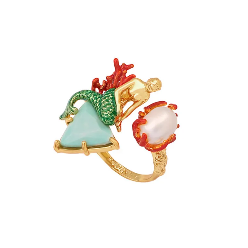 European and American New Products Handmade Enamel Glaze Mermaid Ring Accessories Female Turquoise Opening Adjustable Ring
European and American New Products Handmade Enamel Glaze Mermaid Ring Accessories Female Turquoise Opening Adjustable Ring