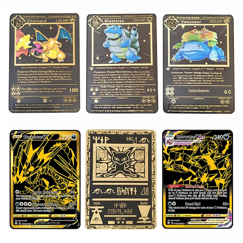 Pokemon Game Black Gold Collector's Edition Anime Metal Cards Golden Vmax Card Collection Toys for Boys Christmas Gift Game Card
Pokemon Game Black Gold Collector's Edition Anime Metal Cards Golden Vmax Card Collection Toys for Boys Christmas Gift Game Card