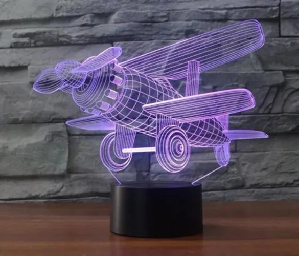 

3W 5V 7 Colors Changing 3D Lamp Airplane Touch Mode Night Light Nightlight USB/AA Batteries Powered For Childred Bedroom Deco
