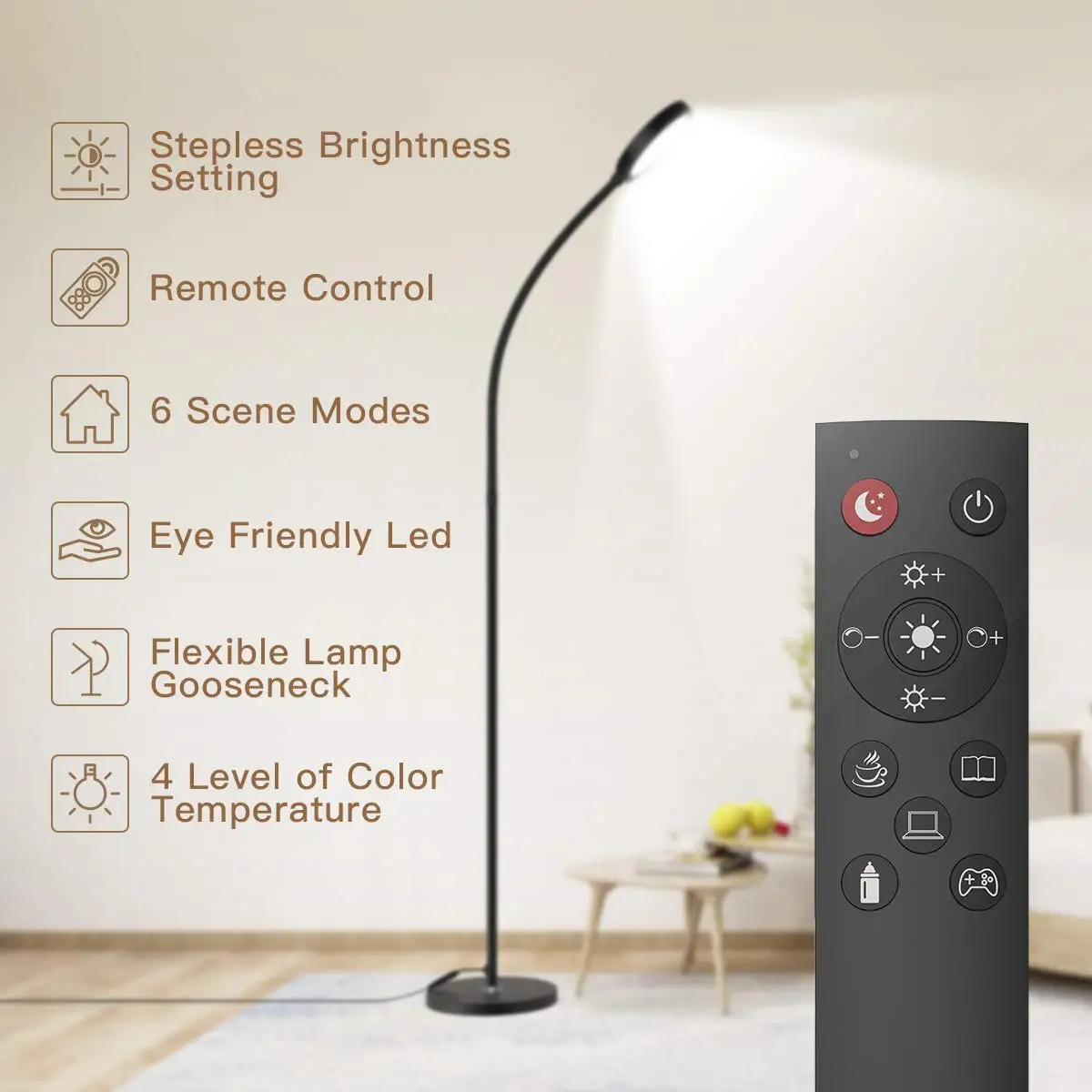 Floor Lamp 12W Standing Table Lamp Remote & Touch Control 2500K-6000K LED Floor Lamp for Bedroom Lamp 4 Color Standing Lamp
Floor Lamp 12W Standing Table Lamp Remote & Touch Control 2500K-6000K LED Floor Lamp for Bedroom Lamp 4 Color Standing Lamp