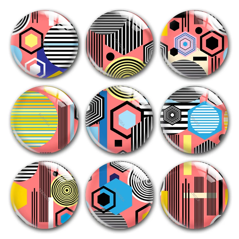 Handmade Colorful Geometry patterns Round photo glass cabochons demo flat back DIY collier jewlery Making findings accessory
Handmade Colorful Geometry patterns Round photo glass cabochons demo flat back DIY collier jewlery Making findings accessory