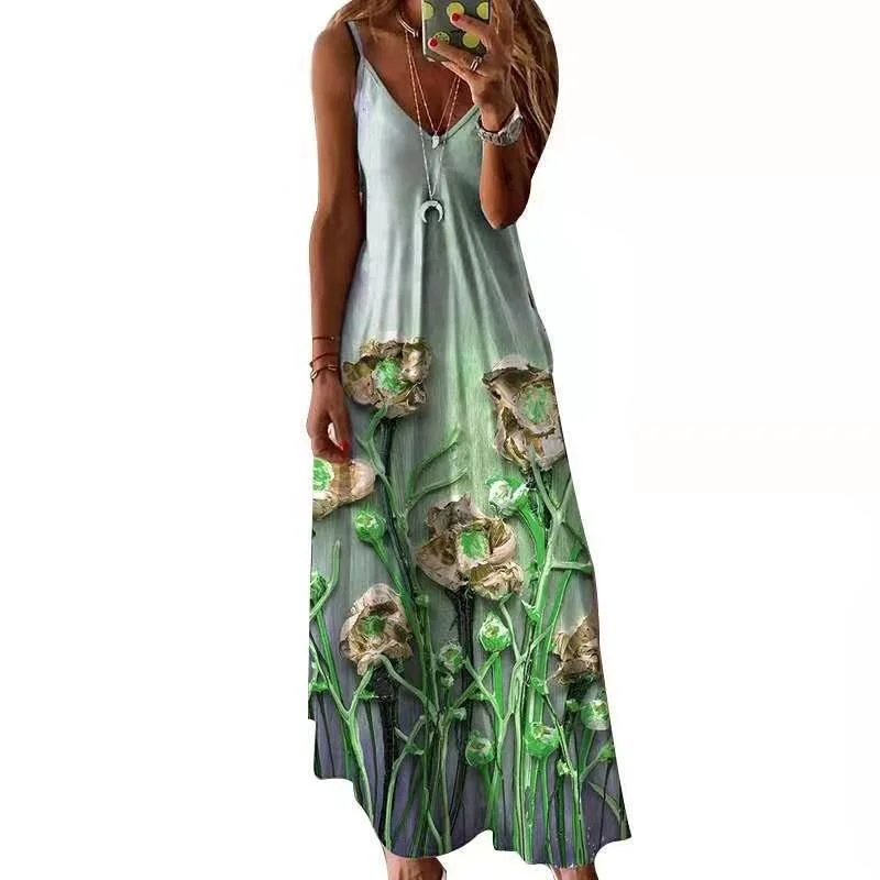 WEPBEL New Fashion Women's V-neck Sleeveless Floral Print Straps Dress Summer Beach Party Loose Casual Long Dresses
WEPBEL New Fashion Women's V-neck Sleeveless Floral Print Straps Dress Summer Beach Party Loose Casual Long Dresses