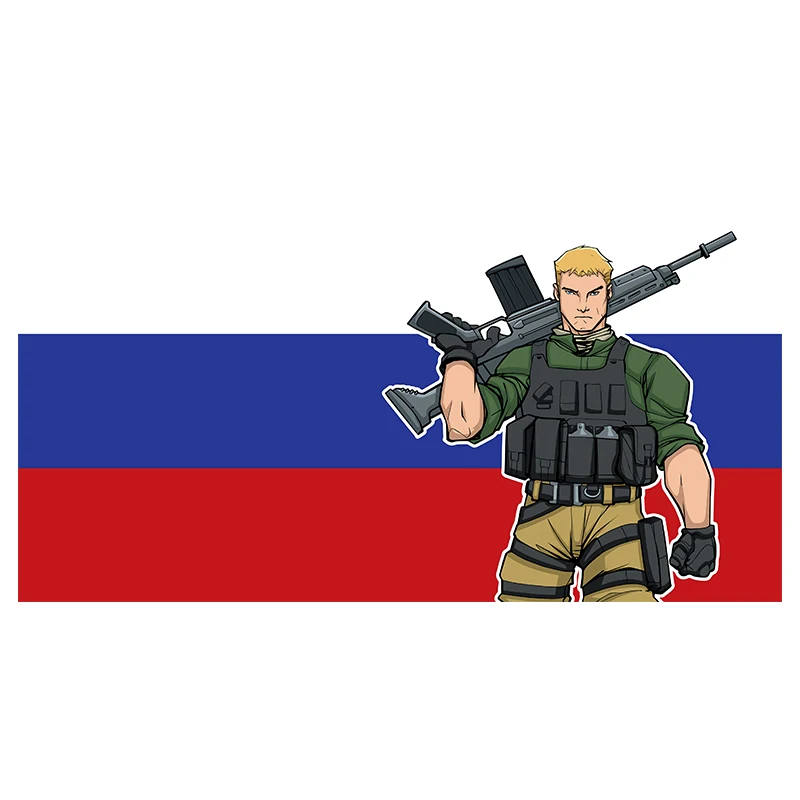 

Small Town Russian soldier flag background vinyl creativity stickers for Passat B6, Lada, car decoration