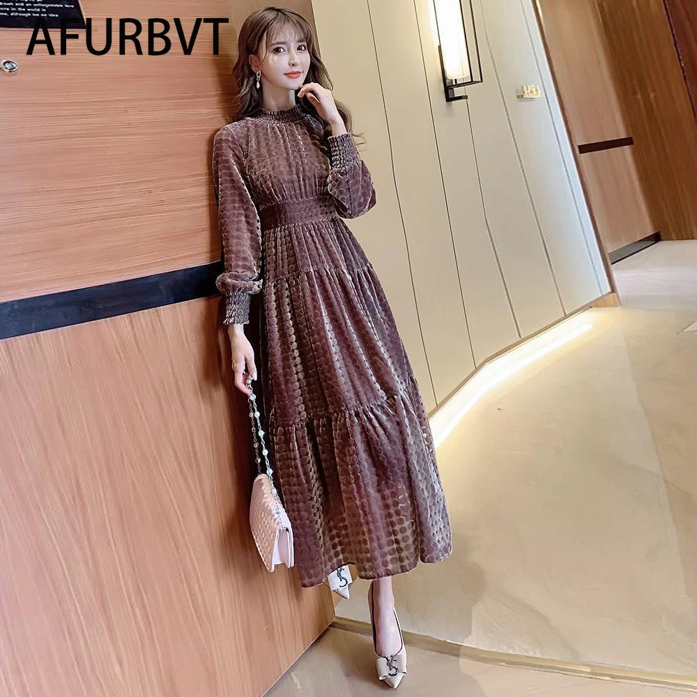 Women Slim Velvet Dress Spring Fashion Long Sleeve Vintage Midi Dresses Women Party Vestidos Purple Dress 3xl 
Women Slim Velvet Dress Spring Fashion Long Sleeve Vintage Midi Dresses Women Party Vestidos Purple Dress 3xl