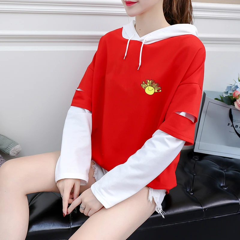 Best Quality Sun Printed T-shirt Funny Cartoon Cute Streetwear Women Fake Two Pieces Patchwork Fashion Sweatshirt Sweat Homme
Best Quality Sun Printed T-shirt Funny Cartoon Cute Streetwear Women Fake Two Pieces Patchwork Fashion Sweatshirt Sweat Homme