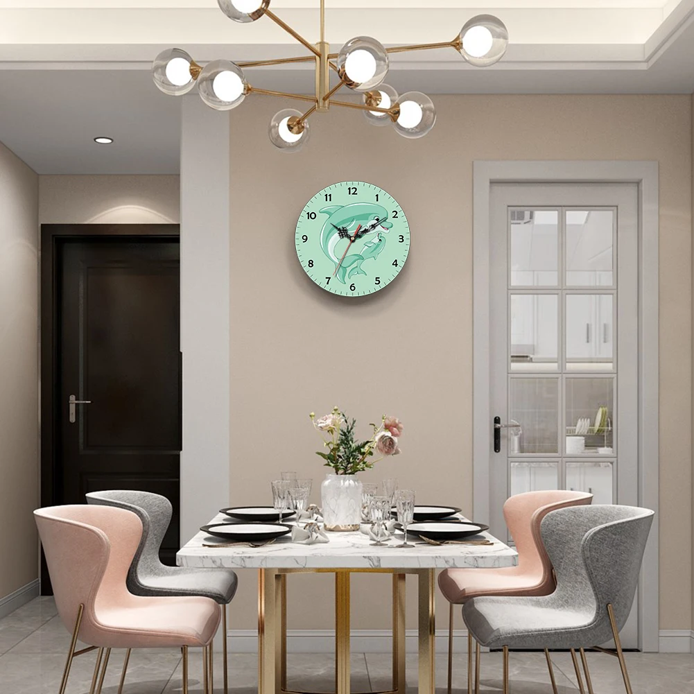 Cute Green Whale Pattern Arabic Numerals Dial Round Wall Clock Wooden Comfortable Mute Durable Decoration Ornaments Living Room
Cute Green Whale Pattern Arabic Numerals Dial Round Wall Clock Wooden Comfortable Mute Durable Decoration Ornaments Living Room