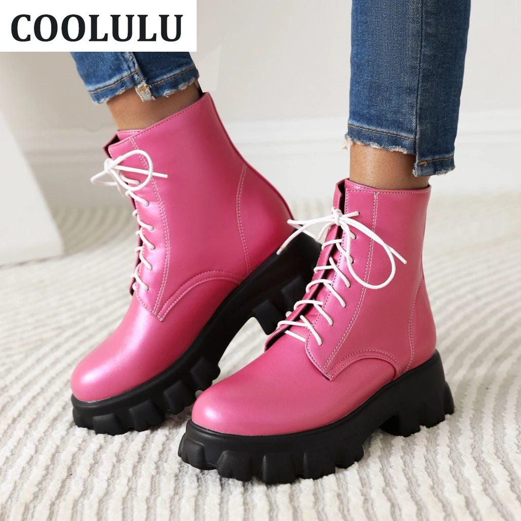 COOLULU 2021 Hot Pink Lace Up Combtat Boots for Women Chunky Heel Round Toe Casual Winter Boots Shoes Gothic Boots Size 43
COOLULU 2021 Hot Pink Lace Up Combtat Boots for Women Chunky Heel Round Toe Casual Winter Boots Shoes Gothic Boots Size 43