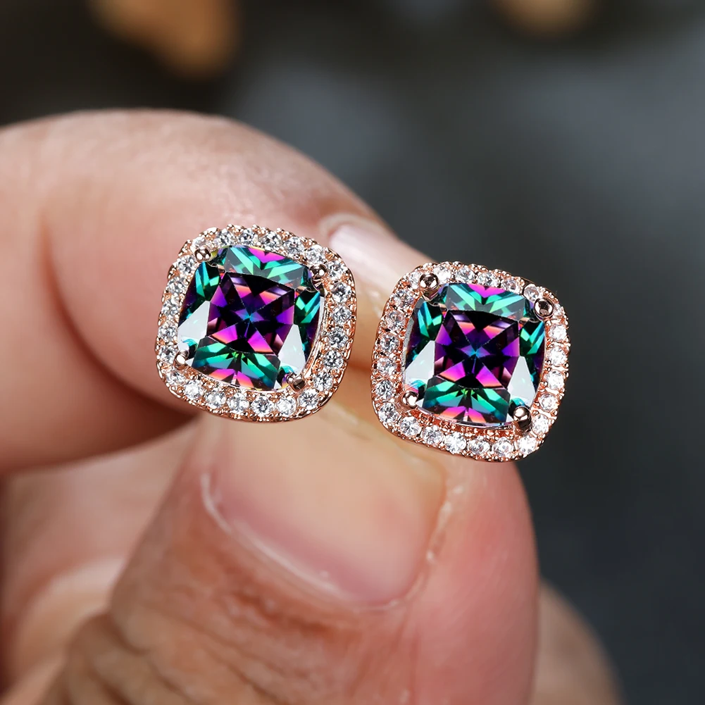 Temperament Delicate Crystal Square Stud Earrings For Women Romantic Rose Gold Color Noble Female Party Accessories Jewelry
Temperament Delicate Crystal Square Stud Earrings For Women Romantic Rose Gold Color Noble Female Party Accessories Jewelry