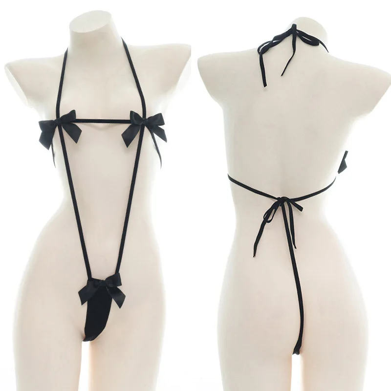 Wholesale Women Sexy Underwear Set Bowknot Bikini Suit Three Point Mini Jumpsuits Japanese Style Lace-up 1 pcs Pajamas Black Set
Wholesale Women Sexy Underwear Set Bowknot Bikini Suit Three Point Mini Jumpsuits Japanese Style Lace-up 1 pcs Pajamas Black Set