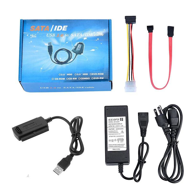 SATA PATA IDE Drive To USB 2.0 Adapter Converter Cable SSD Hard Drive Adapter Cable Transfer Cable Kit US/EU Standard For PC DIY 
SATA PATA IDE Drive To USB 2.0 Adapter Converter Cable SSD Hard Drive Adapter Cable Transfer Cable Kit US/EU Standard For PC DIY