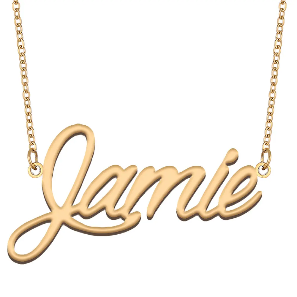 Jamie Nameplate Necklace for Women Stainless Steel Jewelry Gold Plated Name Chain Pendant Femme Mothers Girlfriend Gift
Jamie Nameplate Necklace for Women Stainless Steel Jewelry Gold Plated Name Chain Pendant Femme Mothers Girlfriend Gift