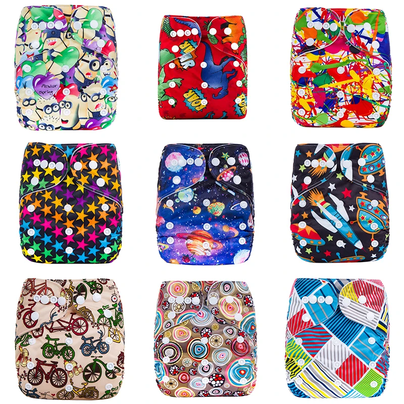 

High Quality Washable Eco-Friendly Diaper Adjustable Printed Nappy Reusable Cloth Diapers Fit 3-15kg baby Drop Shipping