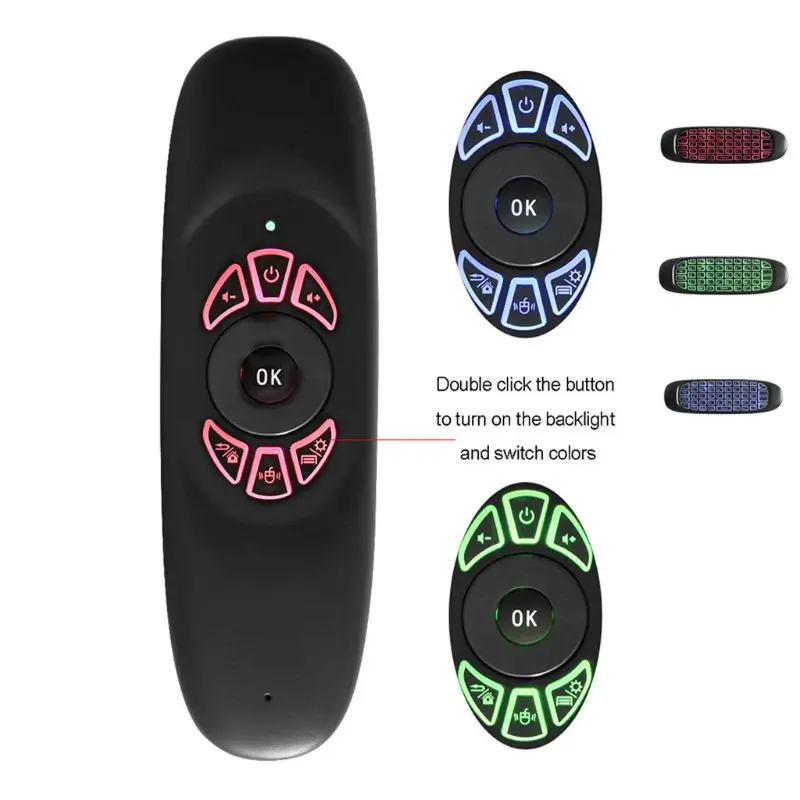 C120 RGB Air Mouse Backlight Wireless Keyboard 2.4G Remote Control Backlit For Android TV Box Projector IR Learning Fly Mouse