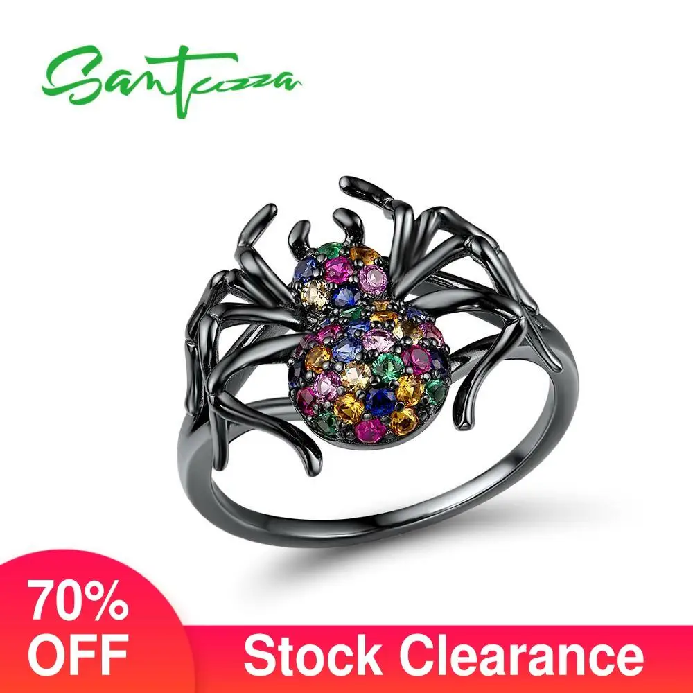 SANTUZZA Silver Rings For Women Authentic 925 Sterling Silver Colourful Stone Black Spider Ring Trendy Party Ring Fine Jewelry
SANTUZZA Silver Rings For Women Authentic 925 Sterling Silver Colourful Stone Black Spider Ring Trendy Party Ring Fine Jewelry