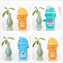 BPA Free With Lid Clear Personalized Plastic Insulated Modern Kawaii Animals Rabbit Lion Cats Kids Baby Water Bottles 350ml Gift