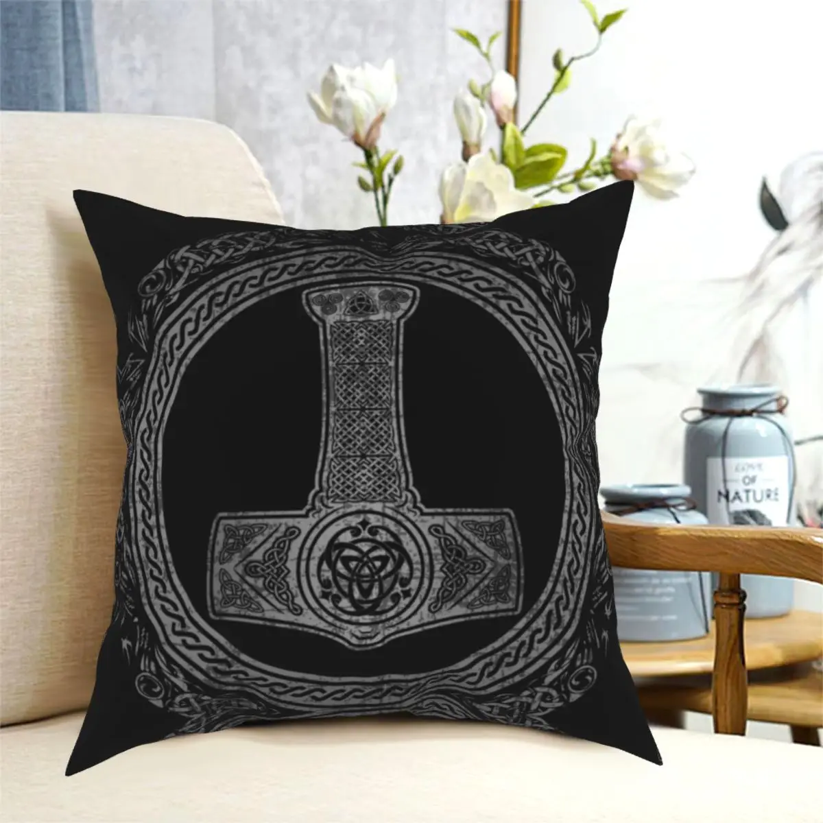 Thor's Hammer Mjolnir Viking Runes Pillowcase Printed Polyester Cushion Cover Decor Pillow Case Cover Home Zippered 45X45cm
Thor's Hammer Mjolnir Viking Runes Pillowcase Printed Polyester Cushion Cover Decor Pillow Case Cover Home Zippered 45X45cm