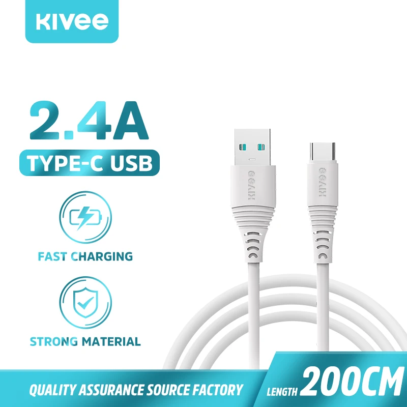 

KIVEE USB Type C Cable 2m Micro USB Data Charge Mobile Phone Android Charger Type-C Data Transmission Cord Wire for Phone Xiaomi