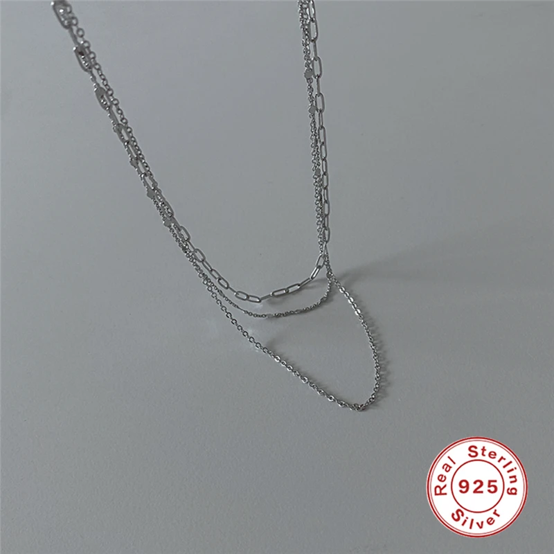AIDE 925 Sterling Silver Korean Version Simple Three layers Clavicle Chain Necklace Women Vintage Temperament Wedding Jewelry
AIDE 925 Sterling Silver Korean Version Simple Three layers Clavicle Chain Necklace Women Vintage Temperament Wedding Jewelry