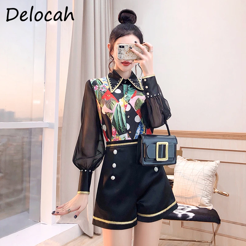 Delocah New 2021 Summer Women Fashion Runway Shorts Set Lantern Sleeve Printed Blouses + High Waist Shorts 2 Two Pieces Suits
Delocah New 2021 Summer Women Fashion Runway Shorts Set Lantern Sleeve Printed Blouses + High Waist Shorts 2 Two Pieces Suits