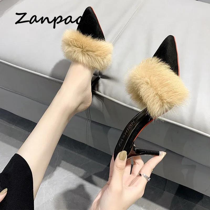 New Winter Furry Slides for Women Large Size 43 45 Fashion Plush Pointed Toe Shoes Mules Spring Outside High Heel Women Slippers
New Winter Furry Slides for Women Large Size 43 45 Fashion Plush Pointed Toe Shoes Mules Spring Outside High Heel Women Slippers