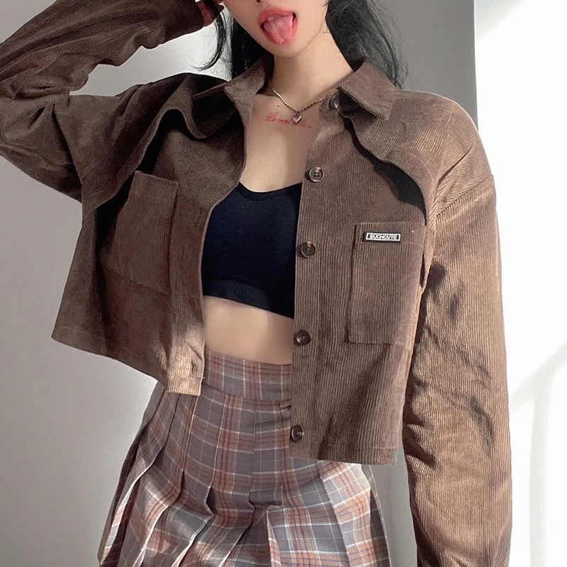 Egood 2021 Fashion New Women's Pure Color Stitching Pocket Short Outfit Temperament Sexy Corduroy Jacket
Egood 2021 Fashion New Women's Pure Color Stitching Pocket Short Outfit Temperament Sexy Corduroy Jacket
