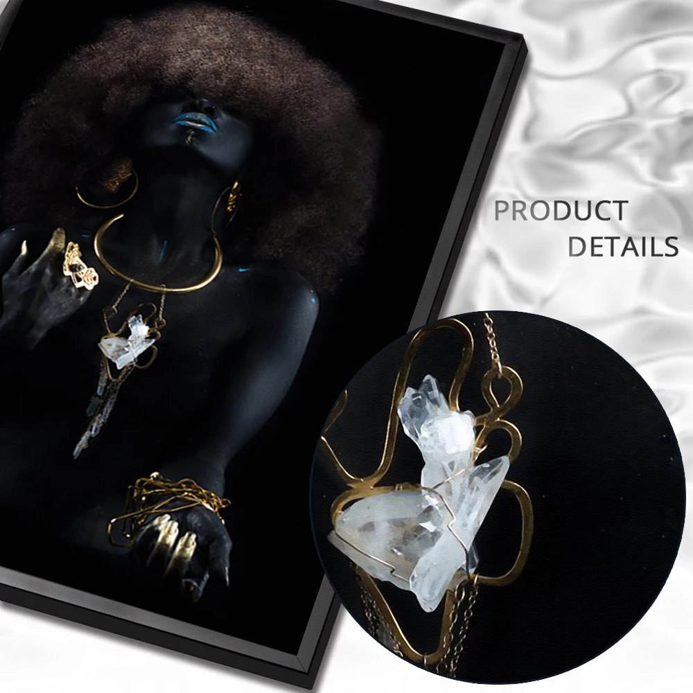 Scandinavian Painting Fluffy Hair African Black and Golden Modern Women Finger on Canvas Prints for Living Room Home Decoration
Scandinavian Painting Fluffy Hair African Black and Golden Modern Women Finger on Canvas Prints for Living Room Home Decoration