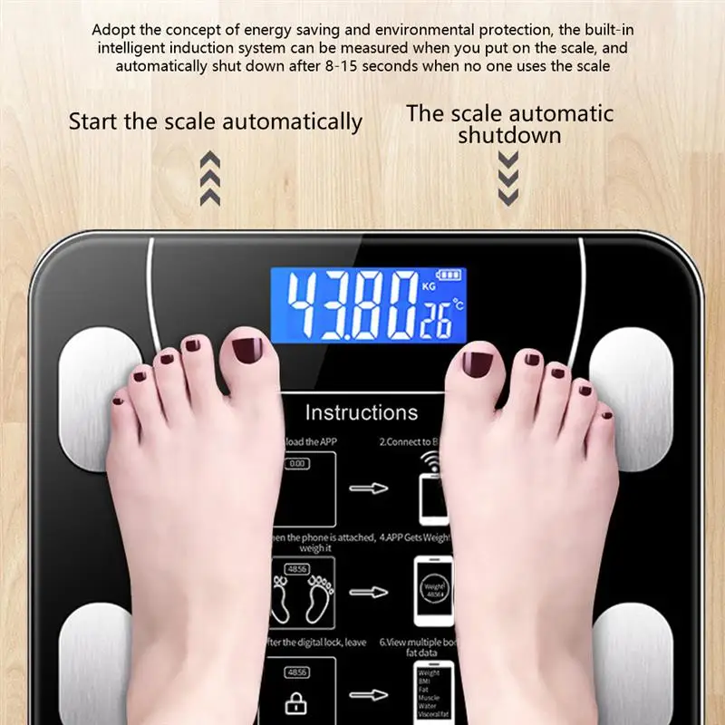 Bathroom Scale Bluetooth Digital Weighing Body Composition Analyzer LED Display Smart Wireless Electronic Body Scales
Bathroom Scale Bluetooth Digital Weighing Body Composition Analyzer LED Display Smart Wireless Electronic Body Scales