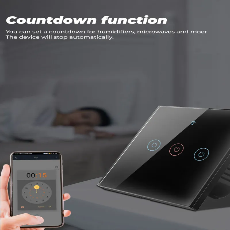 EU Standard 1/2/3 Gang Tuya Smart Life Home WiFi Wall Light Switch Touch Switches No Neutral Wire Required For Google Home Alexa
EU Standard 1/2/3 Gang Tuya Smart Life Home WiFi Wall Light Switch Touch Switches No Neutral Wire Required For Google Home Alexa