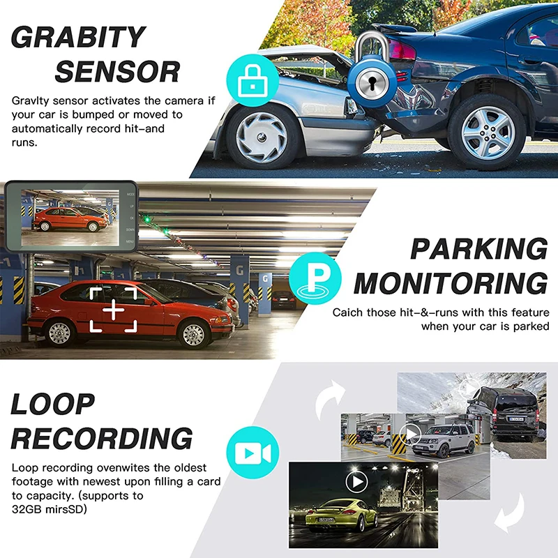 Car DVR Dash Cam Video recorder 3 in 1Rear View Dual Camera Full HD Car Camera 3.6"Cycle Recording Night Vision G-sensor Dashcam
Car DVR Dash Cam Video recorder 3 in 1Rear View Dual Camera Full HD Car Camera 3.6"Cycle Recording Night Vision G-sensor Dashcam
