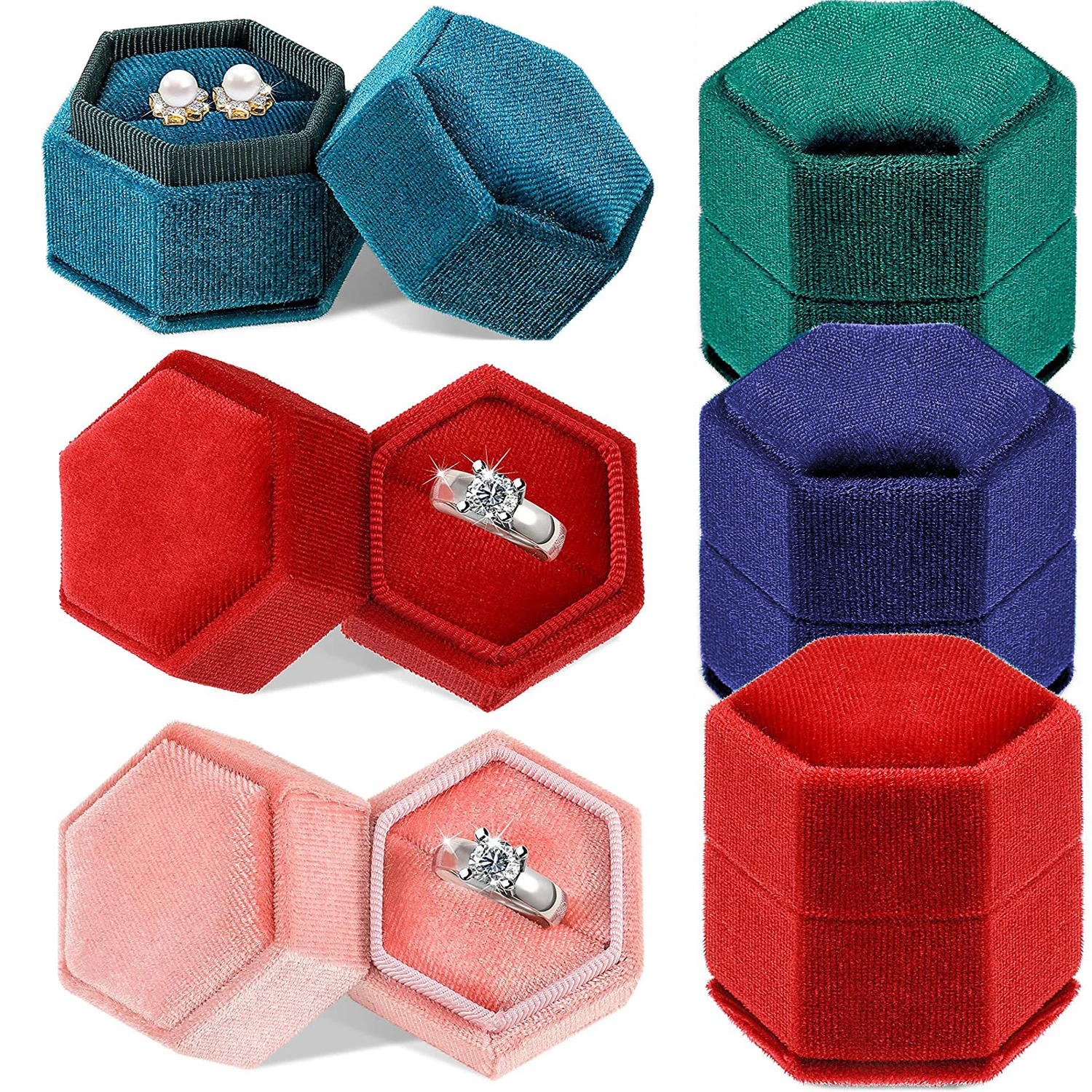 Hexagon Velvet Ring Box With Detachable Lid Earings Holder Proposal Engagement Wedding Ceremony Proposals Jewelry Accessories
Hexagon Velvet Ring Box With Detachable Lid Earings Holder Proposal Engagement Wedding Ceremony Proposals Jewelry Accessories