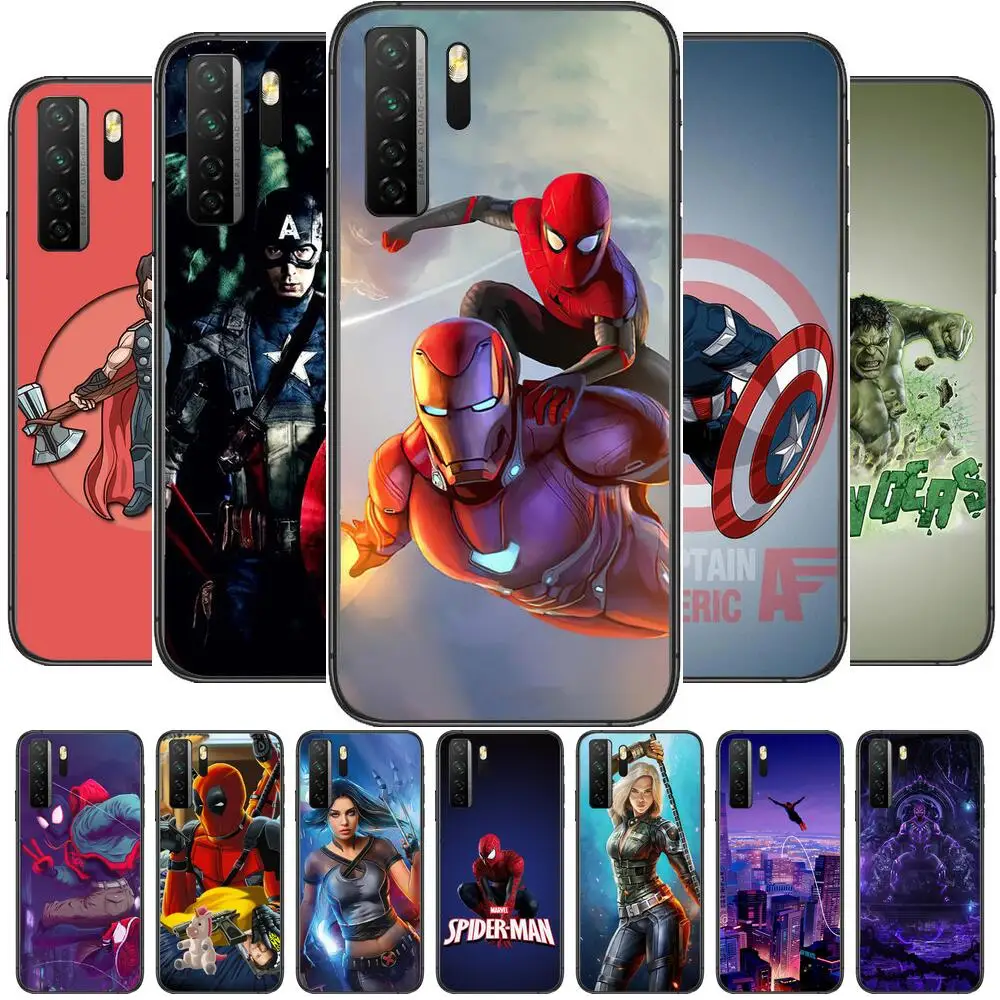 

Spiderman iron Man Captain America Black Soft Cover The Pooh For Huawei Nova 8 7 6 SE 5T 7i 5i 5Z 5 4 4E 3 3i 3E 2i Pro Phone Ca
