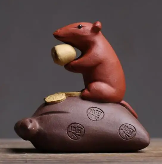 Chinese YiXing Purple Clay Handmade Zodiac Animal Statue Tea Pet "Mouse"Tea Decoration
Chinese YiXing Purple Clay Handmade Zodiac Animal Statue Tea Pet "Mouse"Tea Decoration
