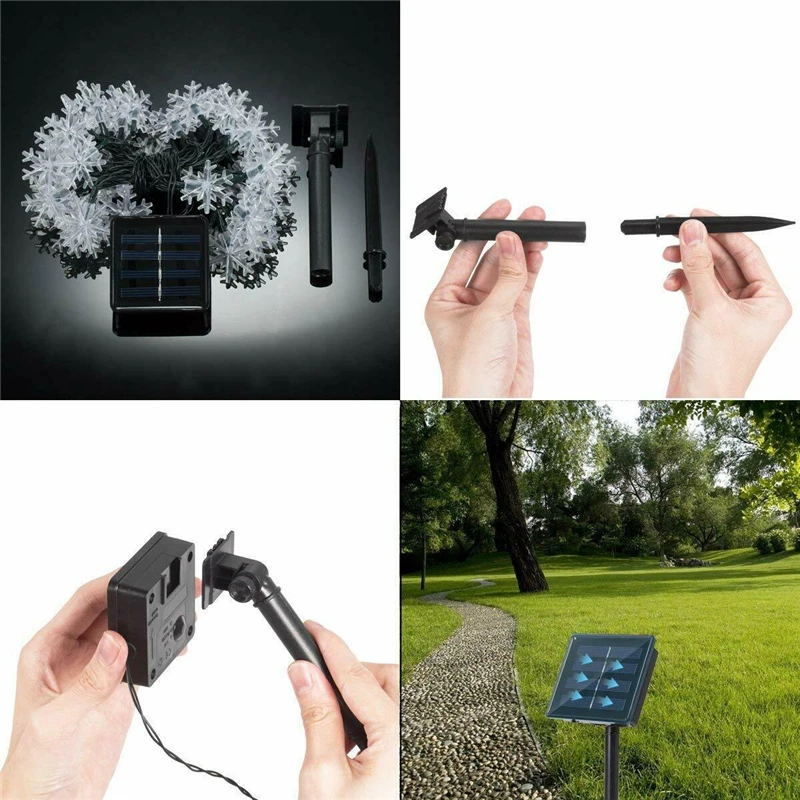 Solar 30 LED Snowflake Fairy String Lights Garden Xmas Wedding Party Decor Lamp Indoor Outdoor Chrismas Atmosphere Lighting Dec | Лампы и