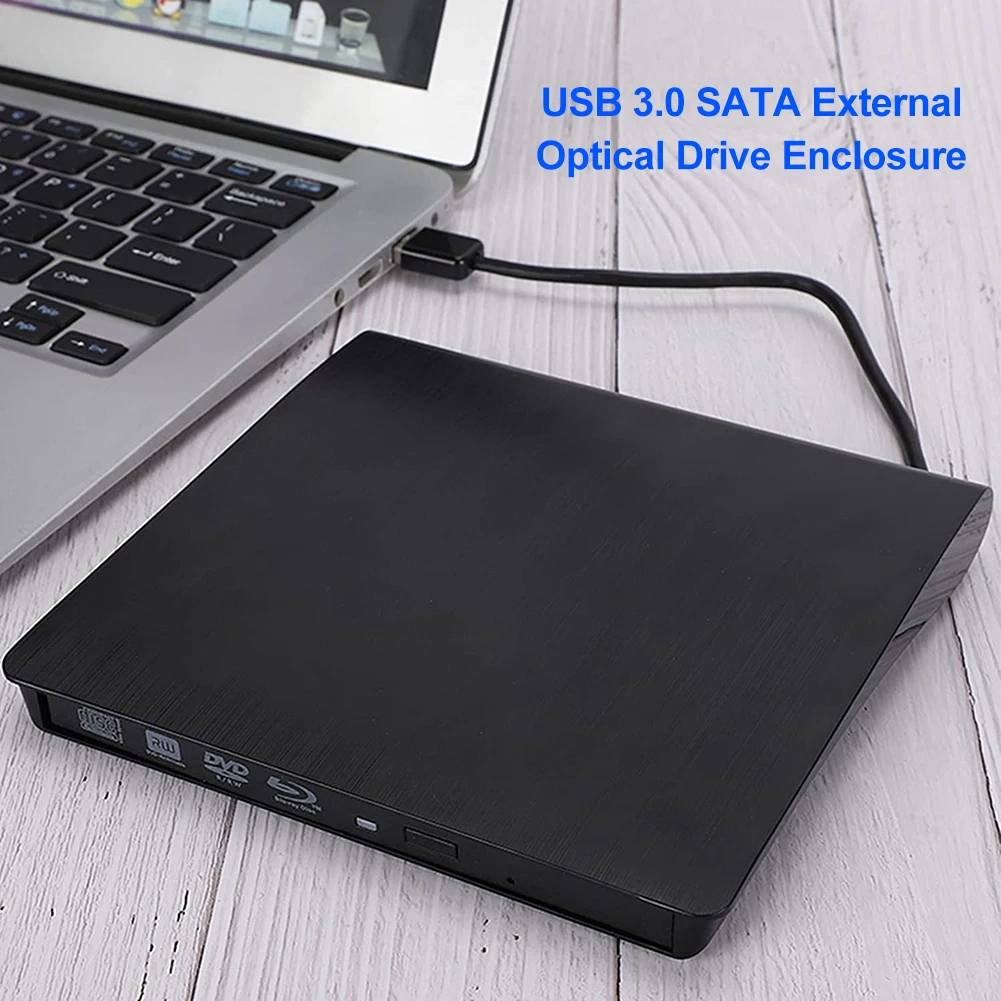 

5Gbps 12.7mm USB 3.0 SATA External Drive Enclosure Anti-slip DVD CD-ROM RW Player Optical Drives Enclosure