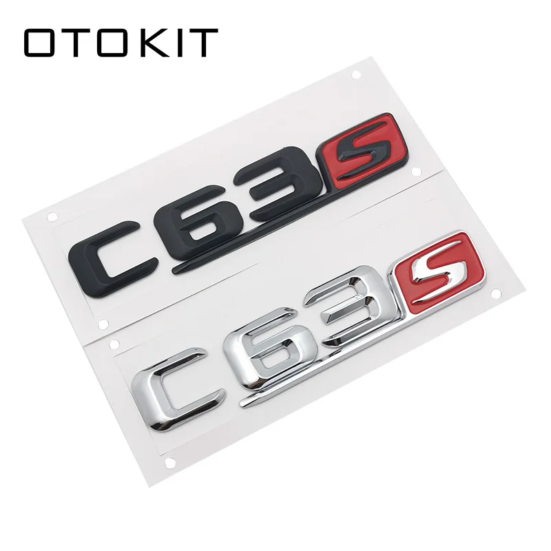 OTOKIT Chrome ABS C63s C43s Plastic Car Trunk Rear Letters Badge Emblem Emblems Decal Sticker for Mercedes Benz C Class C63S C43 |