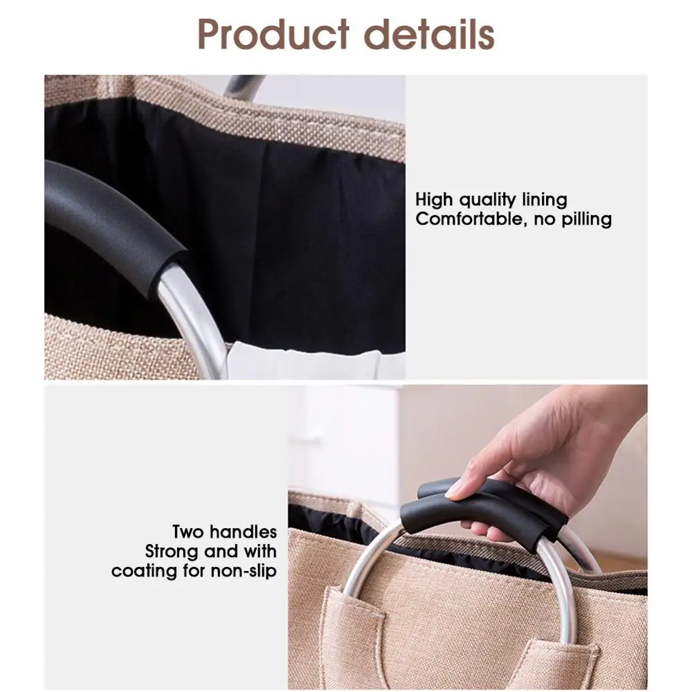 

Cotton Linen And EVA Double Layers Waterproof Laundry Basket Sundries Dirty Clothes Toys Snacks Storage Organizer With
