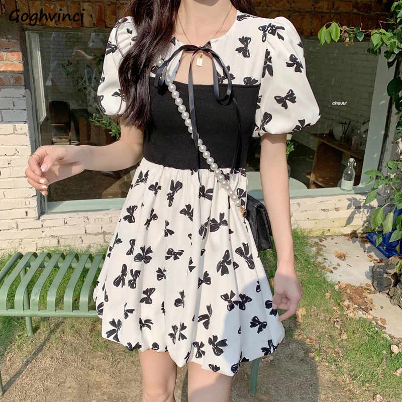 Summer Mini Dress Women Bow Print Puff Sleeve Lace-up Stylish A-line Empire Preppy Style Elegant Girl Streetwear Vestido Leisure
Summer Mini Dress Women Bow Print Puff Sleeve Lace-up Stylish A-line Empire Preppy Style Elegant Girl Streetwear Vestido Leisure