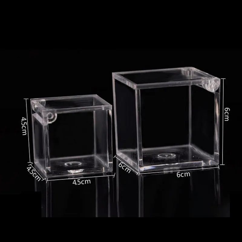 

6/12pcs Transparent Acrylic Storage Box Case Jewelry Display Square Cube Props Jewelry Organizer Wedding Party Guest Gifts