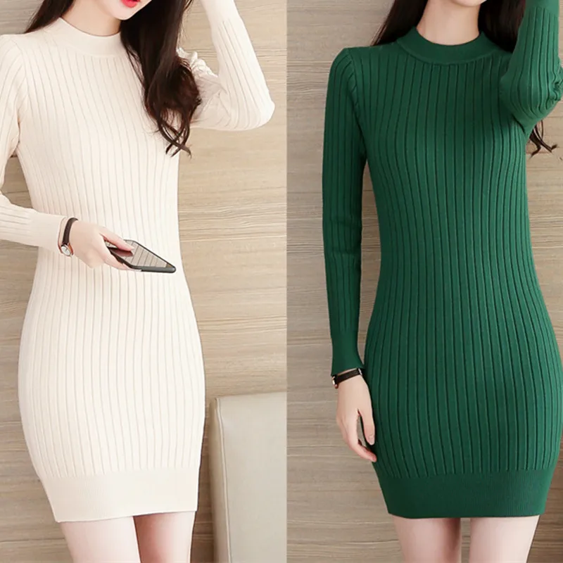 Sexy Knitted Sweater Mini Dress Women Solid Slim Long Sleeve High Waist Long Maxi Clothing Fashion O-neck Hip Wrap Basic Dresses
Sexy Knitted Sweater Mini Dress Women Solid Slim Long Sleeve High Waist Long Maxi Clothing Fashion O-neck Hip Wrap Basic Dresses