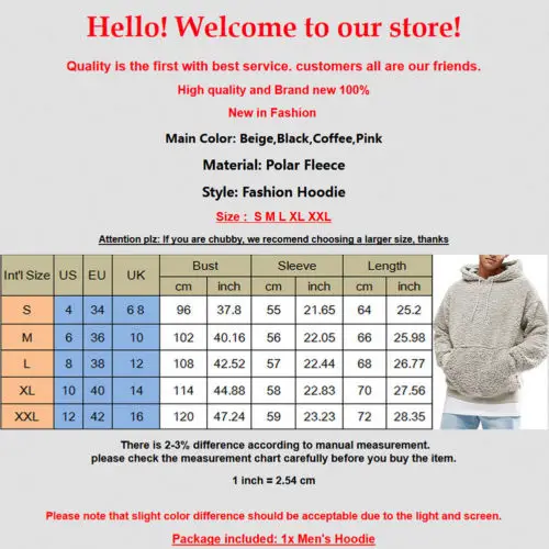 Mens Hoodie Sherpa Fleece Sweatshirts Fuzzy Long Sleeve Fall Outwear Winter Hooded with Kangaroo Pockets
Mens Hoodie Sherpa Fleece Sweatshirts Fuzzy Long Sleeve Fall Outwear Winter Hooded with Kangaroo Pockets