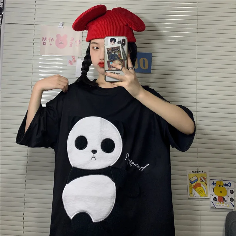 2021 Summer New Style Cartoon Panda CHIC Hong Kong Flavor Versatile Loose Tops Short Sleeve T-Shirt Women's Fashion
2021 Summer New Style Cartoon Panda CHIC Hong Kong Flavor Versatile Loose Tops Short Sleeve T-Shirt Women's Fashion
