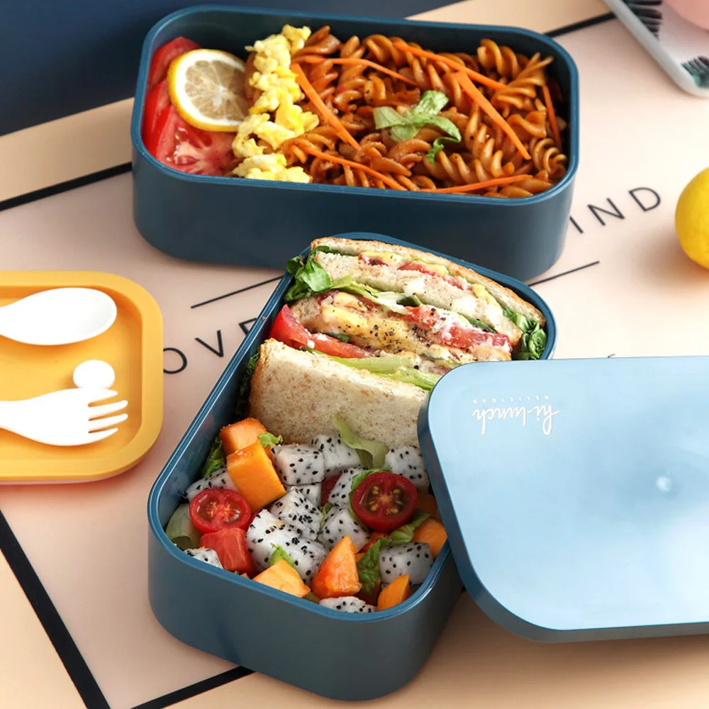 [Onuobao] Double-layer Lunch Box Japanese Style 1.6L Large Capacity Suitable For Microwave Oven | Дом и сад