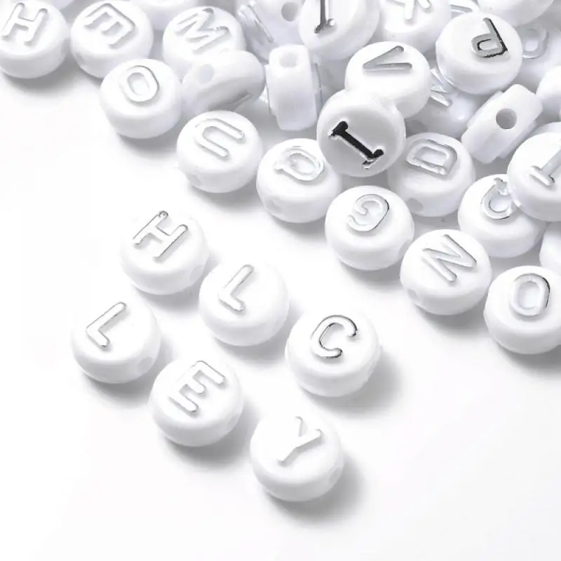 White Mixed Letter Acrylic Beads 50-250Pcs/Pack Round Flat Alphabet Loose Beads Charm For Making Jewelry Necklace Bracelet
White Mixed Letter Acrylic Beads 50-250Pcs/Pack Round Flat Alphabet Loose Beads Charm For Making Jewelry Necklace Bracelet